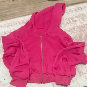 Bright Hot Pink Zip-Up Hoodie